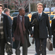 Ben Schwartz as Clyde Oberholt, Don Cheadle as Marty Kaan, Josh Lawson as Doug, and Kristen Bell as Jeannie Van Der Hoovenn in House of Lies.